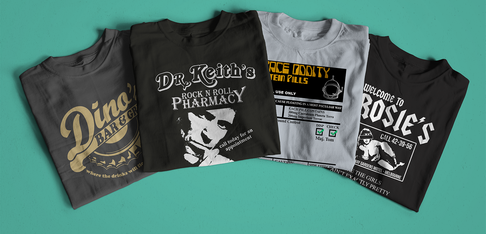 BathroomWall T-shirts - inspired to music and movie history